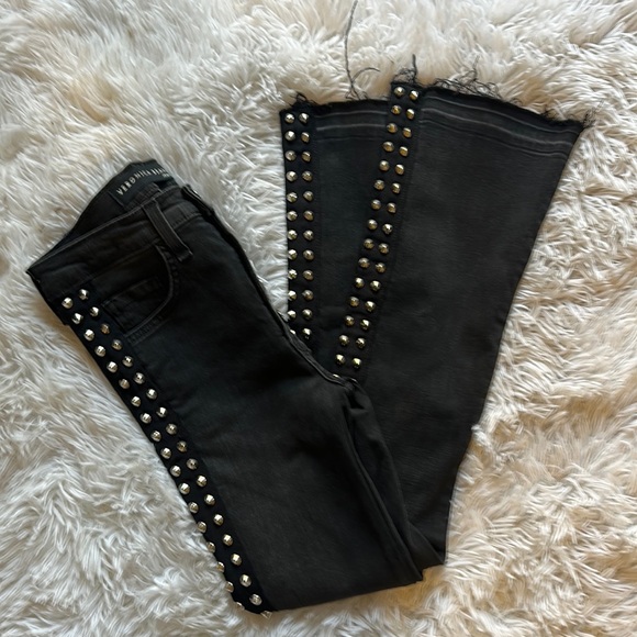 Veronica Beard Carolyn Black Studded Festival Rock Denim jeans women size 24 - Picture 2 of 8